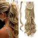 Pferdeschwanz hair part braid clip in ponytail hair extension synthetic hair extension hair piece wrap on for women 43 cm wavy middle blonde