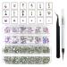 2640 Pcs Nail Art Rhinestones - Flat Back Multi-Shaped & Round Crystals for Face Gems  Nail Art  Craft Decorations with Picker Pencil and Tweezers. (120 Crystals+2520 Clear AB Rhinestones)