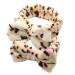 2Pcs Cute Bowknot Makeup Headbands Washing Face Shower Hairbands Spa Headbands for Woman (Leopard Grain (Black and Pink)
