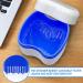 Retainer Bath Box Denture Cleaning Bath Case with Brush Denture Cup Storage Bath Box Case Retainer Cleaning Container Mouthguard Soaking Holder - Dark Blue - Buy Online on GoSupps.com