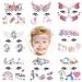 HOWAF Unicorn Mermaid Butterfly Face Tattoos Kit for Kids  8 Sheets Fake Temporary Face Paint Tattoos for Kids Boys Girls Party Bag Filler Birthday Party Supplies Favors Halloween Makeup Skin Safe