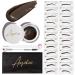 Eyebrow Stamp Stencil Kit (Medium Brown) Eyebrow Pencil  Long-lasting Pomade Brow Definer  24 pc Eyebrow Stencils Thick and Thin  2 Dual Ended Brush and Sponge Applicator for Natural & Perfect Make-up