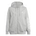adidas women essentials linear full-core French Terry Hoodie (plus size) training jacket with hood xl large sizes medium gray Heather / white