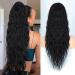 Rosooi 26 Inch Long Black Drawstring Ponytail Extension for Women Synthetic Long Curly Wavy Clip in Ponytail Hair Extensions for Daily Party Use (26 Inch, Black) 26 Inch Black