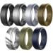 Zollen Breathable Mens Silicone Wedding Rings, Rubber Wedding Engagement Ring Bands for Men for Sports Workout B: black, metal dark grey, silver, bronze, marble, army green, dark blue 12(21.3mm)