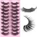 False Eyelashes Cat Eye Lashes Natural Fluffy Wispy Russian Strip Lashes 8D Faux Mink Volume Fox Eye Lashes Handmade Thick Soft Long Dramatic Fake Eyelashes 10 Pairs (HLY06)