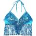 Dazzling Lake Blue Sequin Tassel Halter Crop Top for Women - Perfect for Belly Dance, Parties, and Club Wear - One Size - Buy Online on GoSupps.com