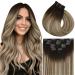 Vivien clip in Extensions real hair balayage extensions clip in real hair remy clip in real hair extensions dark brown ombre light brown light brown light blond #3/8/24 40cm 7pcs/120g 16 inch-1220g clip 1-1 CP #3/8/24