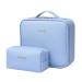 Luxtude Leather Travel Makeup Train Case Waterproof Makeup Bag Cosmetic Case Organizer Large Cosmetic Makeup Case with Adjustable Dividers for Women Cosmetics Brushes Toiletry Jewelry etc. (Blue) Blue Medium