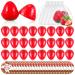 24 Sets Cute Lip Balm Strawberry Lovely Shaped Lip Balm Women Girl Lip Gloss Protector Organza Bag Cards for Women Girls Stocking Stuffer Lasting Moisturizing Lip
