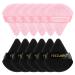 Triangle Powder Puff Soft Cotton Velour Puff Makeup Powder Puffs for Loose Powder Mineral Powder Body Powder Wet Dry Cosmetic Foundation Sponge Makeup Tool (12 Pcs) (Black & Pink)
