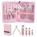 Manicure Set Nail Clipper Set,26PCS Siyaluens Manicure Kit,Manicure Set Professional Grooming Kits,Finger Nail Clip Set Pedicure Kit for Travel Manicure Kit,Nail Care Kit for Women & Men (Pink)