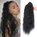 Ponytail extension clip in ponytail braid with clamp hair part hair extension hair corn wavy wavy like real hair 60cm dark black 60cm corn wave dark black
