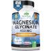 Magnesium Glycinate 450 MG Albion Minerals TRAACS Maximum Bioavailability Chelate No Laxative Effect Vegan Helps Function of Muscles  Bones  Heart Non-GMO