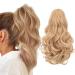 Silk-co 11" Short Curly Ponytail Extension Hair Pieces for Women Hair Extension Clip in Ponytail Hair Extensions Classic Natural Hair - Medium Blonde 11 Inch Medium Blonde
