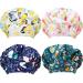 SATINIOR 4 Pieces Adjustable Caps Cotton Bouffant Cap Elastic Bouffant Cap Head Hair Covers with Sweatband for Women Men (Summer Animal Pattern)  Multicoloured  Medium