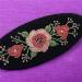 Rose Flower Pattern Embroidered Oval-Shaped French Hair Barrette Clips Poppy Flower Design Fashion Embroidered Cute Hair Clips Colorful Embroidered Hair Barrettes for Girls and Women (Black 1) - Buy Online on GoSupps.com