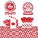 Red Maple Leaf Chinese Restaurant Paper Plate Family Theme Party Set Paper Cup Paper Tissue Paper Plate Knife Fork and Spoon Supplies 9 inch disc 24