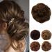 JJstar Messy Hair Bun Curly Wavy Hair Scrunchies Accessories Pieces for Women Girls Synthetic Hair Chignons (Light Brown)