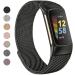 Vancle Metal Bands for Fitbit Charge 5 Band for Women Men, Magnetic Clasp Stainless Steel Mesh Loop Bands for Fitbit Charge 5 (.Black)