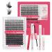 Fowendia DIY Lash Extension Kit - 156 Pcs Eyelash Clusters 10-16mm Mixed with Individual Lashes Cluster Tweezers Waterproof Eyelashes Bond and Seal Glue and Lash Remover for Lash Extensions Easy to Apply at Home D-MIX(10...