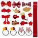 18 Pieces Children Hair Bow Clips Set Little Girl Kid Hair Pin Hair Accessories for Christmas Birthday Children's Day Gift (Red)