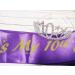 Happy 10th Birthday Tiara and Sash Set - Crystal Rhinestone Princess Crown & Purple Sash - Birthday Party Favor Supplies - Silver Crown - Size 010 - Buy Online on GoSupps.com