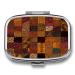Pill Box African Style Patchwork Print 2 Compartment Medicine Pill Case Pill Organizer Decorative Metal Portable Pill Box for Pocket Or Purse