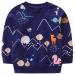 Boys Sweatshirt for Kids Dinosaur Jumper Cotton Casual Top Long Sleeve Pullover T-Shirt Toddler Girls Shirts Baby Clothes 1-8 Years 6-7 Years Deep Blue