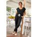 Prettigarden Women's 2 Piece Tracksuit Set - V Neck Short Sleeve Top and Long Pants Outfit Jogger Set in Black, Size Large - Buy Online on GoSupps.com