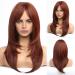HAIRCUBE Long Red Wigs for Women, Synthetic Layered Hair Wig Middle Parting
