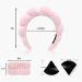 ANQSYY New Spa Headband for Women | Soft Absorbent Hair Accessory Set for Washing Face, Skincare & Makeup | Includes 2 Wrist Washbands & 2 Makeup Puffs | Pink - Buy Online on GoSupps.com