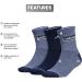 adidas Men's Sport Linear High Quarter Socks 3-Pack - Wonder Steel Blue/Onix Grey/Navy - Buy Online on GoSupps.com