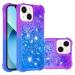 Tivenfezk nadoli glitter drive sand shell for iPhone 15 plus silicone shockproof gradient colored waterfall cell phone shell transparent bumper protective cover liquid transparent case iPhone 15 plus violet blue