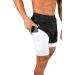 YoungLA Men's Compression Shorts with Pocket - Black/White XL | Soft, Breathable, Stretchy - 105 - Buy Online on GoSupps.com