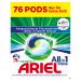 Ariel detergent all-in-1 pods universal 76 pods-76 washloads excellent stain removal even in cold water fresh fragrance fresh fragrance 76 pieces (1 Pack)