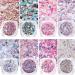 GZMAYUEN Glitter for Nails Sliver Violet Nail Art Glitter 8Pcs Pink Nail Glitter Glitter Powder Nail Sequin Flakes Set Set 4
