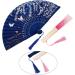 4 Pieces Folding Fans Handheld Fans Bamboo Fans with Tassel Women's Hollowed Bamboo Hand Holding Fans for Wall Decoration Gifts (Purple Dark Blue Pink and Sky Blue) Dark Blue Pink Purple Sky Blue - Buy Online on GoSupps.com