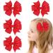 BLMHTWO 4PCS Ribbon Hair Bows Clips  3.2inch Solid Color Red Hair Bow Clips Grosgrain Alligator Hair Clips Red Bows Barrettes Clips for Women Girls School Cheerleading (Red)