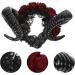 Lurrose Halloween Headband Sheep Horn Head Piece Rose Flower Hair Band Gothic Horns Headwear with Lace Veil for Festival - Buy Online on GoSupps.com