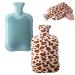 Hot Water Bottle with Fleece Cover 2 Liter Hot Water Bag for Pain Relief Premium Classic Rubber Leopard Print Water Bag for Hot Cold Therapy Back Pain Menstrual Cramps Great Gift for Girlfriend