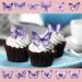 24 x Pre-Cut Beautiful Purple Lilac Pastel Butterflies Edible Wafer Rice Paper Cupcake Cake Dessert Toppers Birthday Party Wedding Decorations Butterfly