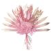 The Baked Studio - Dried Flower Cake Topper Set With Hot Pink & Gold Ombre Sun Palm Leaf Leaves & White Dried Flowers For Cake Decorating (Hot Pink & Gold)