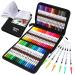 ZSCM Art Duo Tip Brush Markers Set, 60 Colors Fine& Brush Tip Artist Drawing Pens Set with Coloring Book, for Kids Adult Sketching Bullet Journal Planner School Supplies Child Gifts A-60 Colors