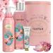 Un Air d'Antan Spa Gift Basket for Women 3-Piece French Bath Body Gift Set for Women: 1 Hand Cream 1 Shower Gel 1 Body Lotion Cherry Blossom Freesia-Birthday Gifts for Wife Spa Gift Box for Women