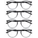 Opulize met reading glasses 4 Pack slim round frame spring hinges scratch-resistant gray black bracket men women rrrr60-7 +2.00 Clear gray front black arms +2.00 dioptries