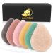 Konjac Exfoliating Organic Cleansing Facial Sponges Set - Natural Walnut Charcoal Konjac Face Scrubbers Sponge for Body Exfoliator Skincare Makeup Removal Safe for Oily Dry Combination Sensitive Skin