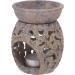 GURU Indian Fragrance Lamp | Essential Oil Diffuser & Tealight Holder | Aromatherapy Aroma Lamp - Round Flower Tendril 2 Beige (10x7.5x7.5 cm) - Buy Online on GoSupps.com
