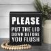 Rustic Bathroom Decor: Funny 'Put The Lid Down Before You Flush' Toilet Sign, Black Wooden Box Wall Art (6x6 Inch) - Buy Online on GoSupps.com