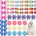 50 PCS Bows for Dogs Dog Bows Rubber Bands Dog Hair Bows Fruit Summer Star Puppy Butterfly Topknot Faux Rhinestone Pearl Girl Yorkie Accessories for Independence Day (Fresh Colors Fruit Pattern) Fresh Colors Fruit Pattern